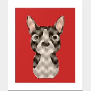 Boston Terrier Ugly Christmas Sweater Design Posters and Art